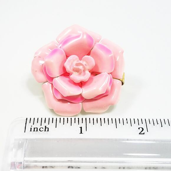 Vintage Pink Scarf Clip, Flower Power, 1960s Jewelry - Picture 7 of 10